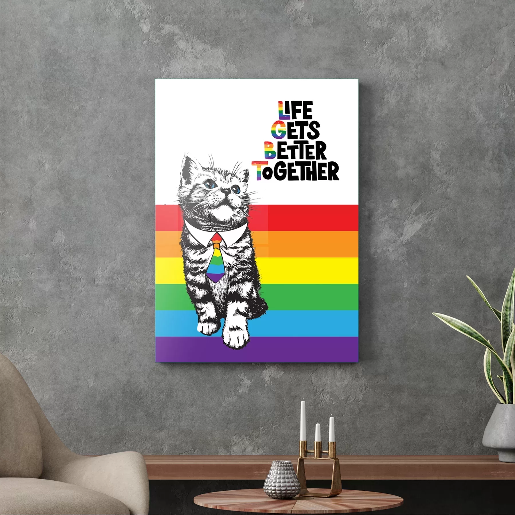 Picture of Decovetro Cam Tablo LGBT Cat 70x100 cm