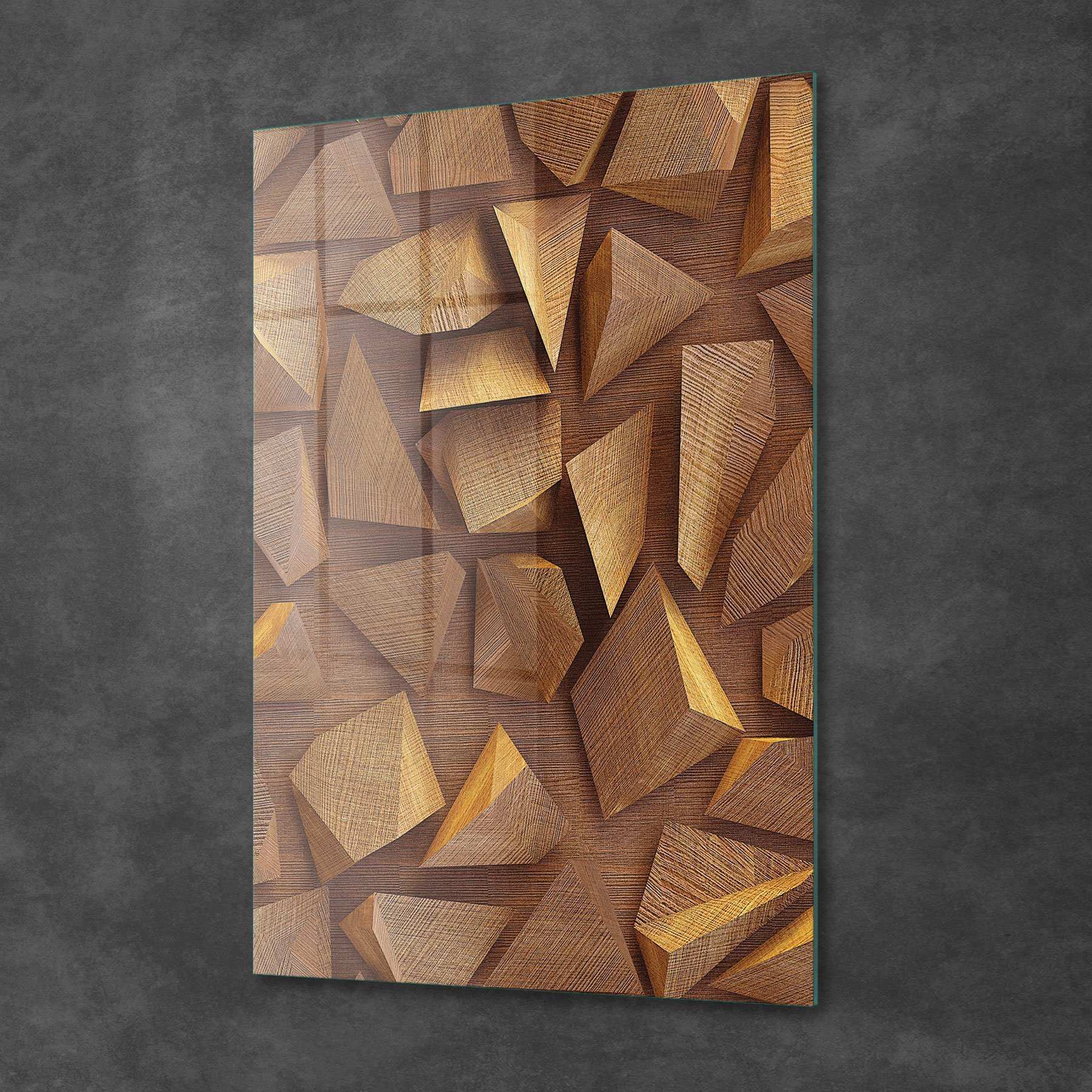 Picture of Decovetro Cam Tablo Geometrik Ahşap Desenli 30x40 cm