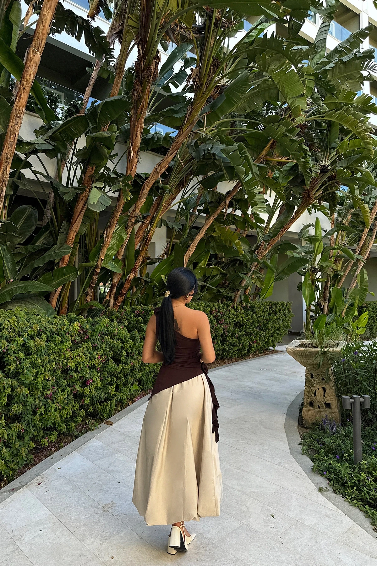 Picture of Brown Rose Detail Gathered Blouse