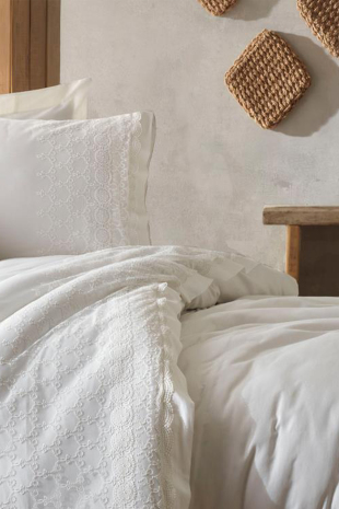 Picture of İpek Güpürlü Pamuk Saten Çift Kişilik Nevresim Takımı