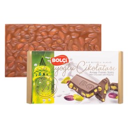 Picture of MILK CHOCOLATE WHOLE PISTACHIO TABLET 150g